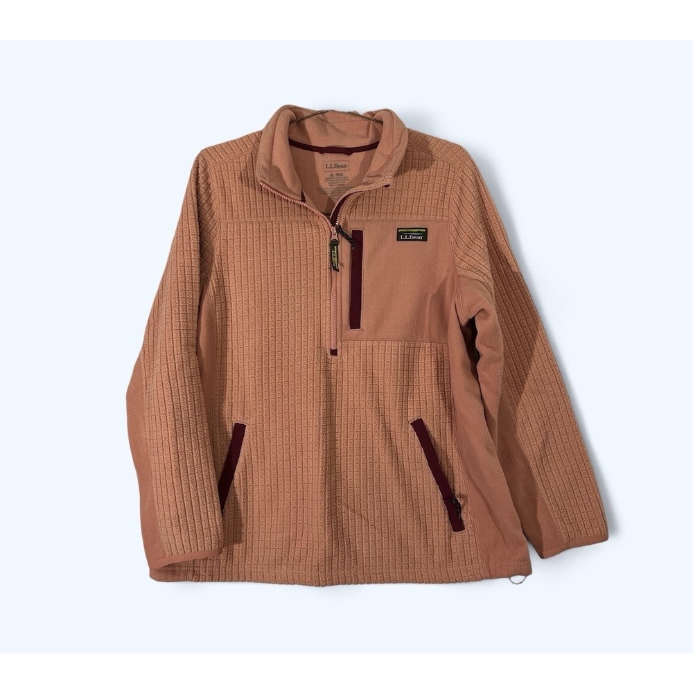 LL BEAN windproof fleece WOMENS XL soft PINK 1/4 zip Pullover